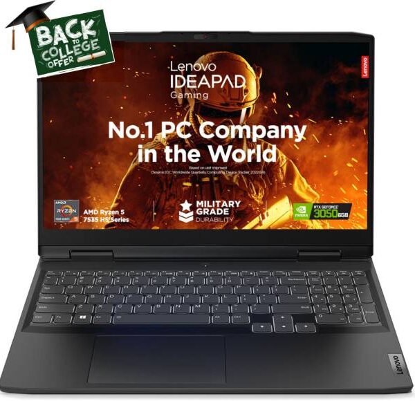 Lenovo IdeaPad Gaming 3 AMD Ryzen 5 Hexa Core 7535HS - (16 GB/512 GB SSD/Windows 11 Home/6 GB Graphics/NVIDIA GeForce RTX 3050) 15ARH7 Gaming Laptop
