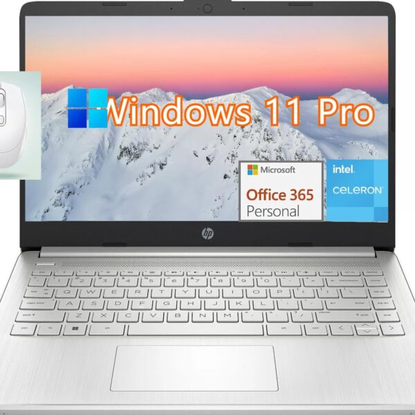HP 14" Laptop Computer for Student - Windows 11 Pro, with 1Year Microsoft 365, Intel Quad-Core N4120, 8GB RAM, 384GB Storage (128GB eMMC+ 256GB microSD), Anti-Glare HD Display,...