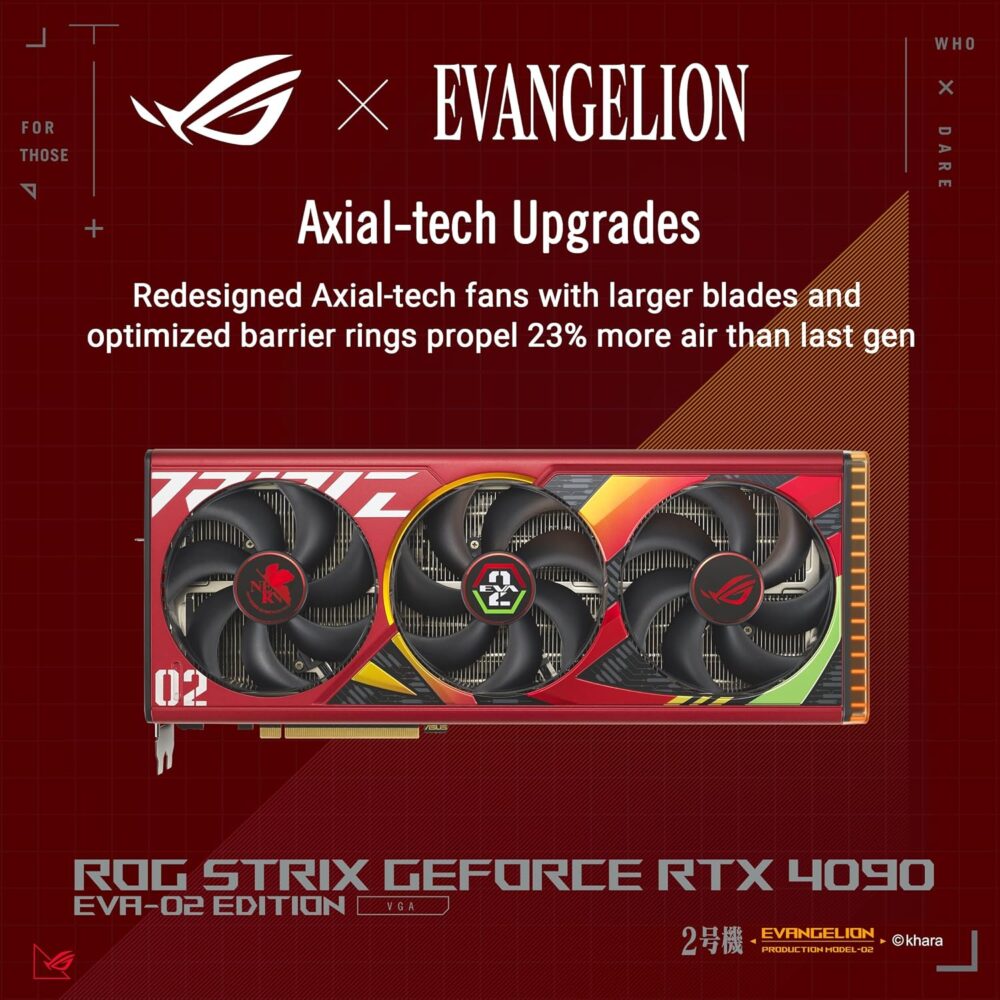 ASUS ROG Strix NVIDIA GeForce RTX 4090 OC EVA-02 Edition Gaming Graphics Card (PCIe 4.0, 24GB GDDR6X, HDMI 2.1a, DisplayPort 1.4a, 3.5-Slot Design) - Image 4