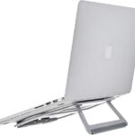 Amazon Basics Aluminum Portable Foldable Height Adjustable Support Stand for Laptops up to 15", Silver