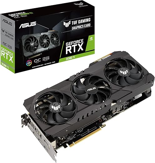 ASUSTek TUF Gaming NVIDIA GeForce RTX 3080 Ti Video Card OC/PCIe 4.0 / 12GB GDDR6X / HDMI 2.1 / DisplayPort 1.4a / Dual Ball Fan Bearings, Military Grade Capacitor / GPU Tweak II