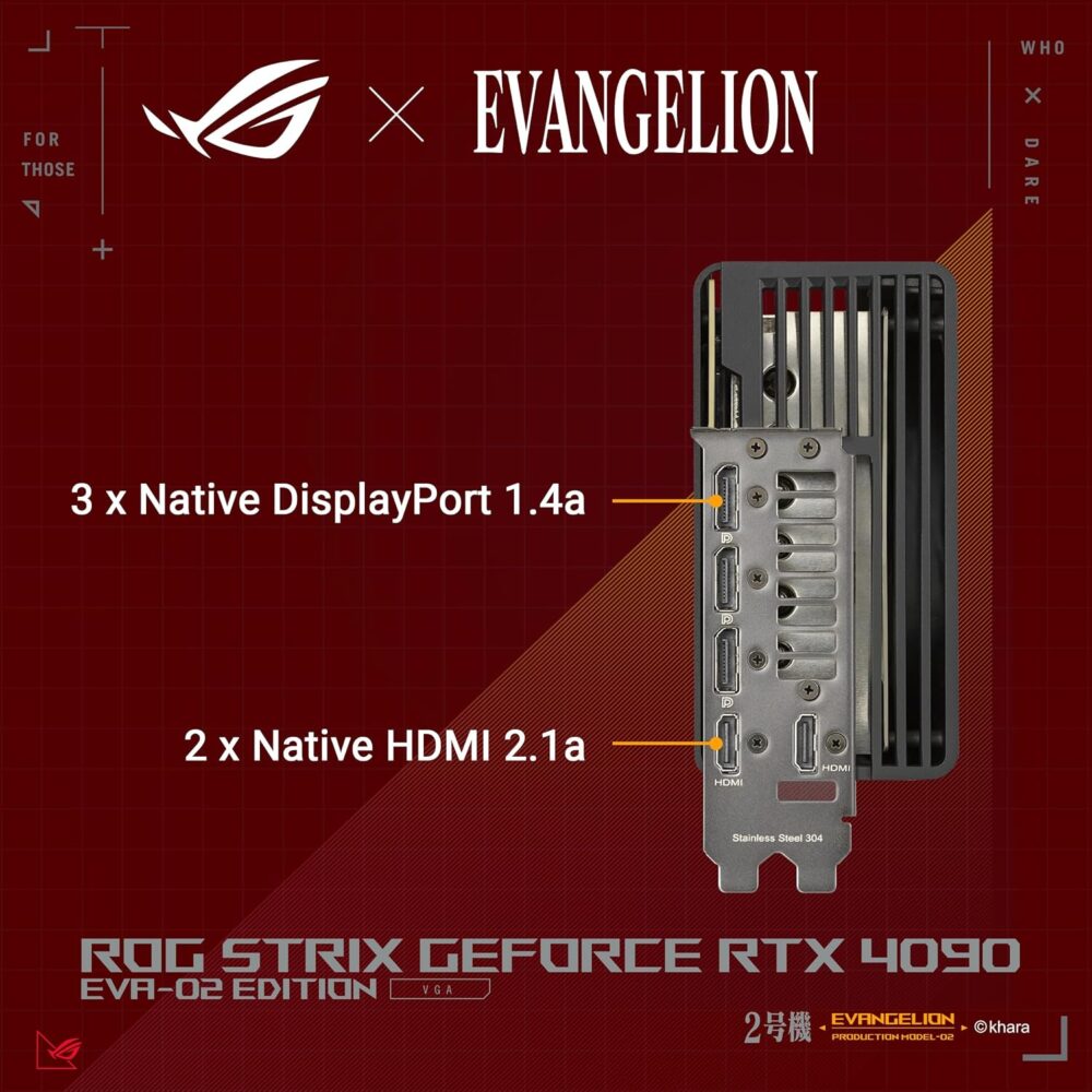 ASUS ROG Strix NVIDIA GeForce RTX 4090 OC EVA-02 Edition Gaming Graphics Card (PCIe 4.0, 24GB GDDR6X, HDMI 2.1a, DisplayPort 1.4a, 3.5-Slot Design) - Image 2