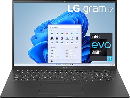 LG gram 17Z95P Laptop 17" Ultra-Lightweight, IPS, (2560 x 1600), Intel Evo 11th gen CORE i7, 16GB RAM, 1TB SSD, Windows 11 Home, 80Wh Battery, Alexa Built-in, 2X USB-C, HDMI,...