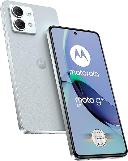 Motorola Moto G84 Dual-SIM 256GB ROM + 12GB RAM (Only GSM | No CDMA) Factory Unlocked 5G Smartphone (Marshmallow Blue) - International Version