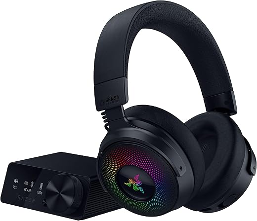 Razer Kraken V4 Pro Wireless Gaming Headset: OLED Control Hub - HD Haptics - 2.4GHz Wireless - Bluetooth - USB - 3.5 mm - Super Wideband Mic - For PC, Mac, PS5, Nintendo Switch,...