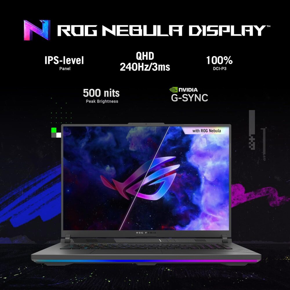 ASUS ROG Strix G18 (2024) Gaming Laptop, 18” Nebula Display 16:10 QHD 240Hz/3ms, GeForce RTX 4070, Intel Core i9-14900HX, 32GB DDR5, 1TB PCIe SSD, Wi-Fi 6E, Windows 11 Pro, G814JIR-XS96 - Image 5