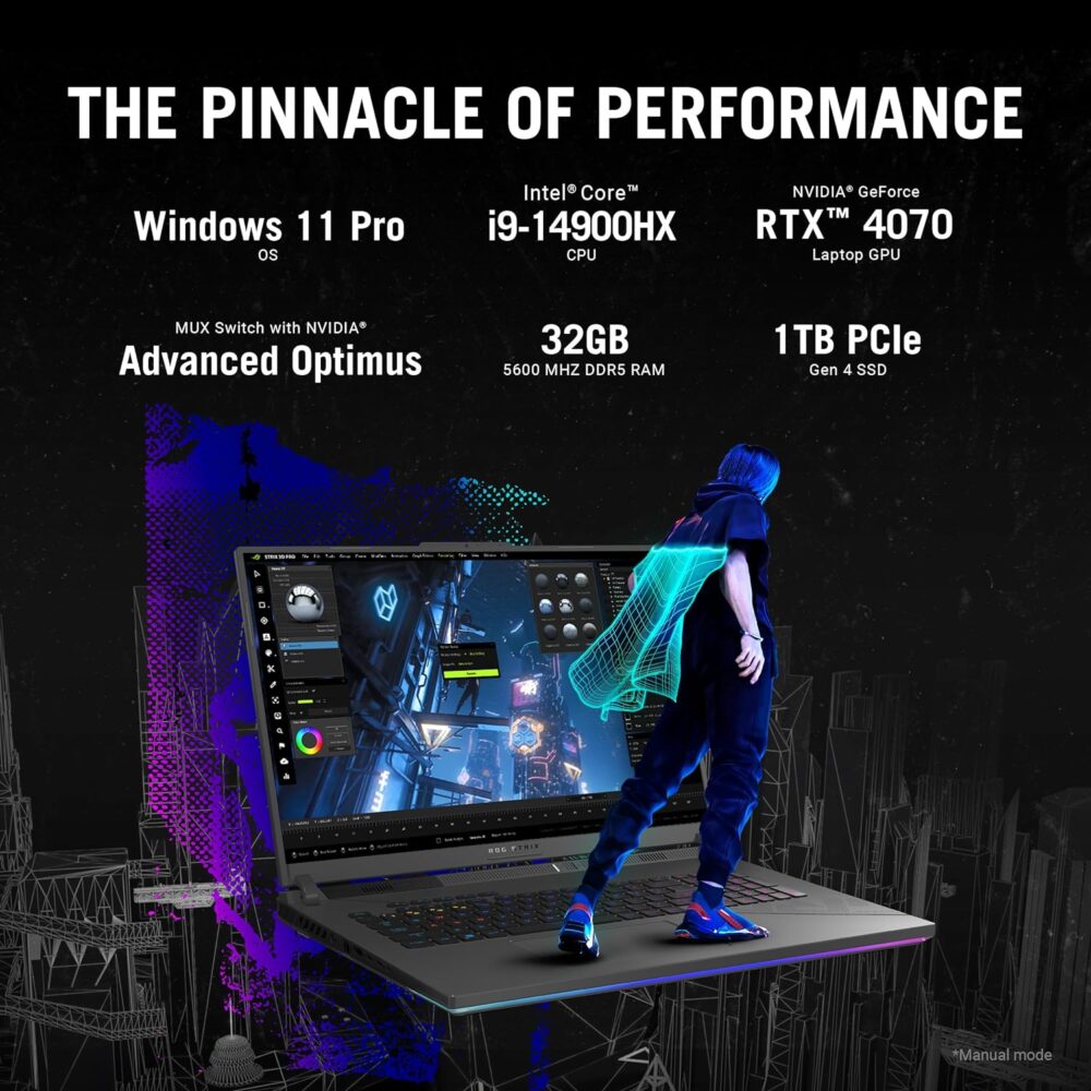 ASUS ROG Strix G18 (2024) Gaming Laptop, 18” Nebula Display 16:10 QHD 240Hz/3ms, GeForce RTX 4070, Intel Core i9-14900HX, 32GB DDR5, 1TB PCIe SSD, Wi-Fi 6E, Windows 11 Pro, G814JIR-XS96 - Image 6