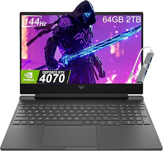 HP Victus 16 (2024) Gaming Laptop (16.1" FHD 144Hz, GeForce RTX 4070 8GB, AMD Ryzen 7 8845HS (> i7-13700H), 64GB DDR5 RAM, 2TB SSD) 1-Month Game Pass, Backlit, MUX Switch, Win...