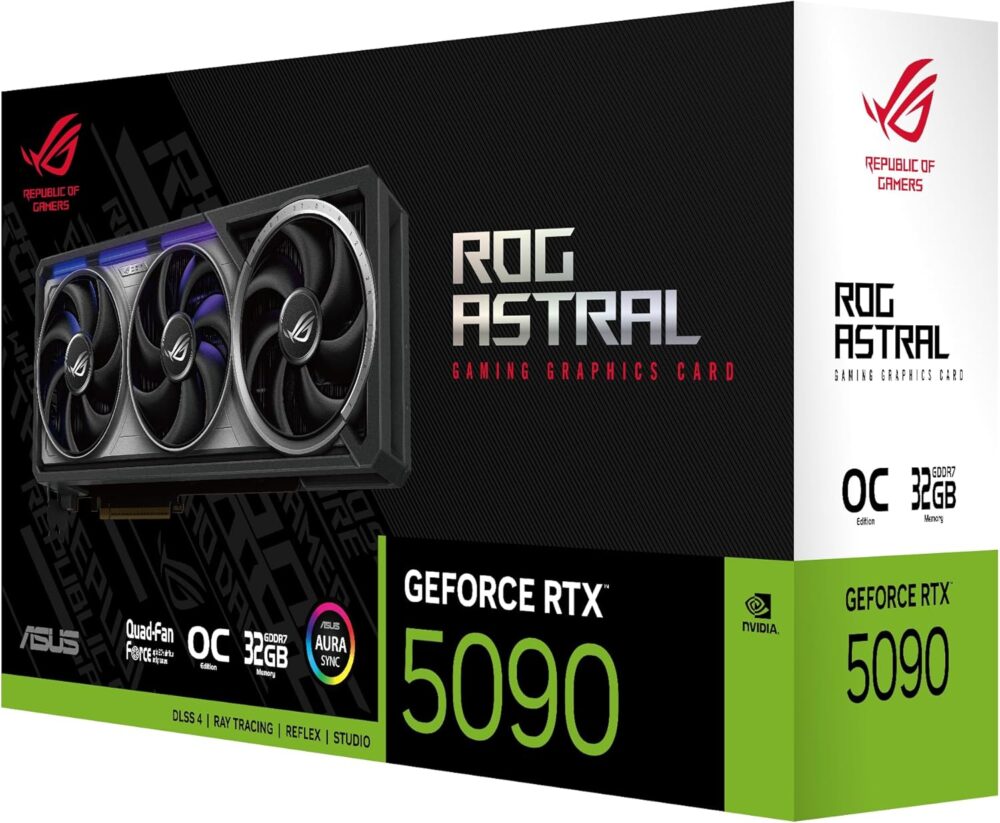 ASUS ROG Astral GeForce RTX™ 5090 OC Edition Gaming Graphics Card (PCIe® 5.0, 32GB GDDR7, HDMI®/DP 2.1, 3.8-Slot, 4-Fan Design, Axial-tech Fans, Patented Vapor Chamber, Phase-Change GPU Thermal pad) - Image 2