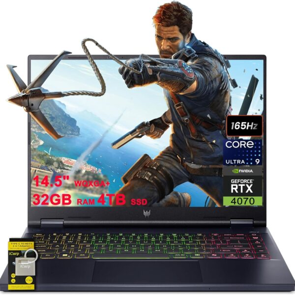 Acer Predator Helios Neo 14 AI-Powered Gaming Laptop 14.5" WQXGA+ (3072x1920) 165Hz (400nits G-SYNC) Intel 16-core Ultra 9 185H 32GB RAM 4TB SSD GeForce RTX 4070 RGB Backlit Win11