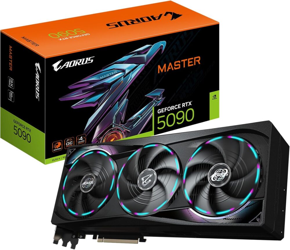 Gigabyte AORUS GeForce RTX 5090 Master 32G Graphics Card - 32 GB GDDR7, 512 Bit, PCI-E 5.0, 2655MHz Base Frequency, 3 x DP 2.1a, 1 x HDMI 2.1b, GV-N5090AORUS M-32GD