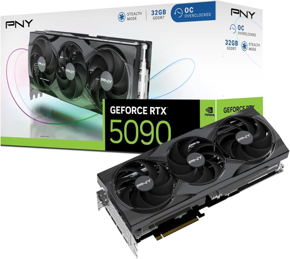 PNY NVIDIA GeForce RTX™ 5090 32GB Overclocked Triple Fan Graphics Card (DLSS 4, PCIe® 5.0, HDMI®/DP 2.1, 3.5-Slot)