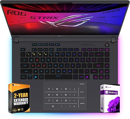 ASUS ROG Strix G16 (2025) Gaming Laptop, 16” 2.5K 240Hz ROG Nebula Display, Intel Ultra 9 275HX, RTX 5080, 64GB RAM, 2TB SSD, Windows 11 Pro, Microsoft Office 2024, 2 Year CPS...