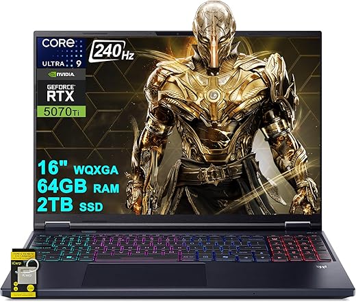 acer Predator Helios Neo 16S AI Gaming Laptop 16" 2560x1600 OLED 240Hz (100% DCI-P3) Intel 24-core Ultra 9 275HX 64GB RAM 2TB SSD GeForce RTX 5070 Ti DLSS4 (Up to 992 AI Tops)...